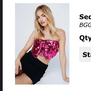 Nasty Gal Sequin Bow Detail Bandeau Top